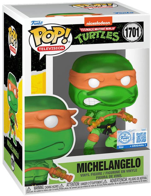 Фігурка Funko Pop! Television: Teenage Mutant Ninja Turtles — #1701 Мікеланджело (Translucent Green Special Edition) - Фото 1 Фігурка Funko Pop! Television: Teenage Mutant Ninja Turtles — #1701 Мікеланджело (Translucent Green Special Edition) - зображення 1