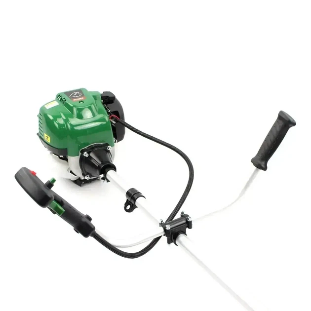 Бензокоса Bosch GTR 50 чотиритактна 4,6 кВт мотокоса 6,2 к.с. двигун 49,9 см³ садовий тример 9500 об хв пряма штанга Ø28 мм коса з волосінню 415 мм 3 зубчастим ножем 230 мм велосипедною ручкою ременем для високої трави бур'янів ділянки - зображення 3