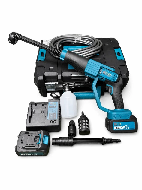 Аккумуляторная автомойка Krafftec Germany PRO 48 В мойка высокого давления 45 бар портативный очиститель 8 А·ч для авто дома сада велосипеда мебели плитки дорожек - Фото 6 Аккумуляторная автомойка Krafftec Germany PRO 48 В мойка высокого давления 45 бар портативный очиститель 8 А·ч для авто дома сада велосипеда мебели плитки дорожек - изображение 6