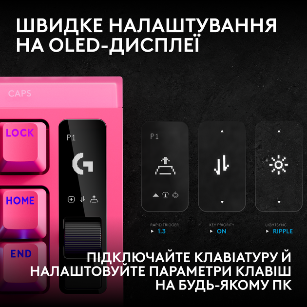 Клавіатура дротова Logitech G PRO X2 RAPID TKL RGB US USB Pink (920-014110) - Фото 6 Клавіатура дротова Logitech G PRO X2 RAPID TKL RGB US USB Pink (920-014110) - зображення 6