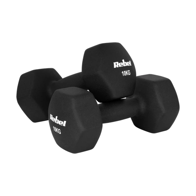 Гантели HEX REBEL ACTIVE неопреновые 2x10 кг черные - Фото 2 Гантели HEX REBEL ACTIVE неопреновые 2x10 кг черные - изображение 2