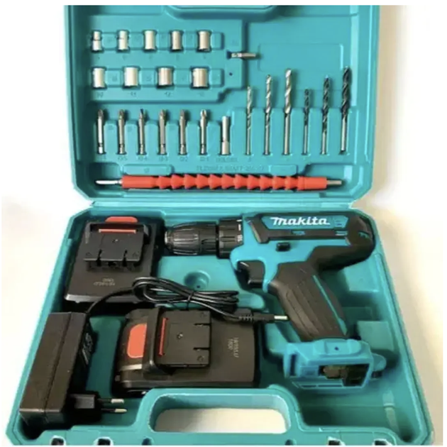 Аккумуляторная дрель-шуруповерт MAKITA 24 В 5 А·ч 24 Нм 3500 об/мин с LED Быстрозажимной патрон Набор инструментов бит сверл головок в кейсе - Фото 6 Аккумуляторная дрель-шуруповерт MAKITA 24 В 5 А·ч 24 Нм 3500 об/мин с LED Быстрозажимной патрон Набор инструментов бит сверл головок в кейсе - изображение 6