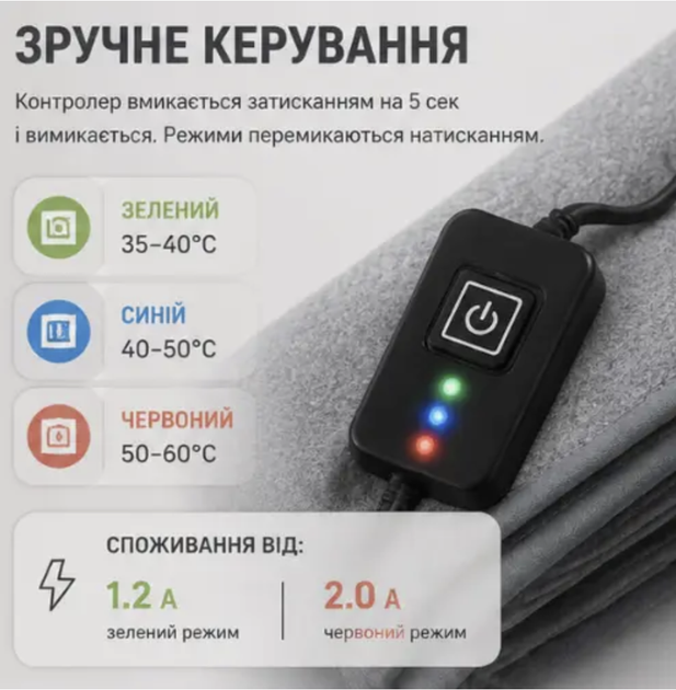 Ковдра з підігрівом від USB 160*80 Електрична грілка для ліжка Тепле простирадло - Фото 2 Ковдра з підігрівом від USB 160*80 Електрична грілка для ліжка Тепле простирадло - изображение 2