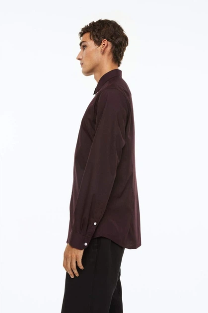 Сорочка slim fit H&M 976709010c20 L бордова (100015825) - зображення 2