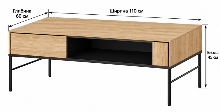 Стол журнальный Frisco Visso 1100 x 600 x 450 мм Дуб (42951-VI-09) - изображение 3