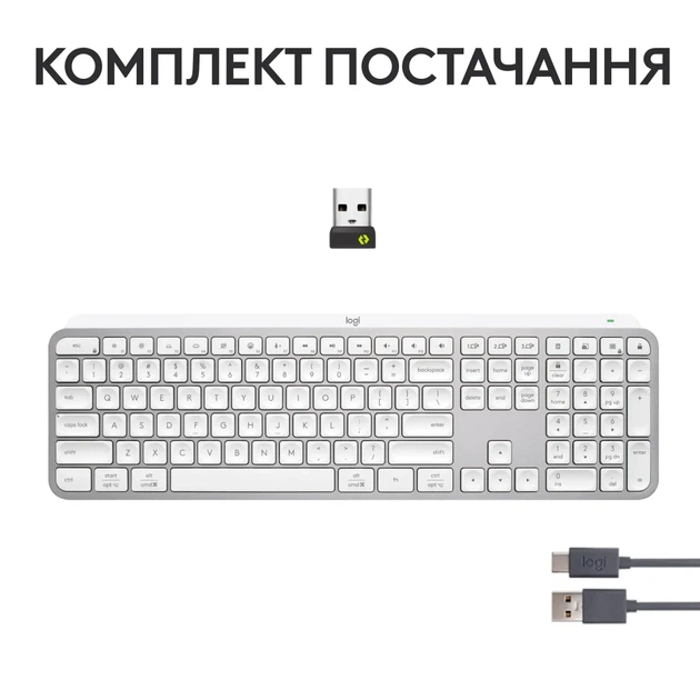 Клавіатура Logitech MX Keys S Wireless UA Pale Grey (920-011588) - изображение 10
