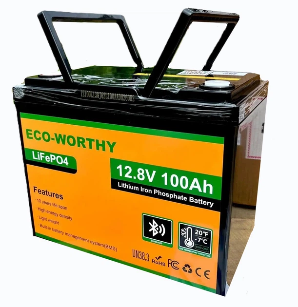 Комплект ECO-WORTHY 12,8 В 100 А·год Bluetooth + SJT-600E 14,6 В 30 А - изображение 2