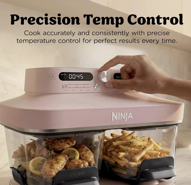 Скляна аерофритюрниця Ninja CRISPi DualZone з 8 функціями DD102EUPK1 - Фото 5 Скляна аерофритюрниця Ninja CRISPi DualZone з 8 функціями DD102EUPK1 - изображение 5