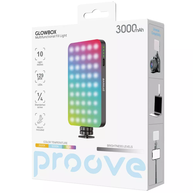 Портативне LED-відеосвітло Proove GlowBox Black (PLGB00010001) - Фото 2 Портативне LED-відеосвітло Proove GlowBox Black (PLGB00010001) - зображення 2