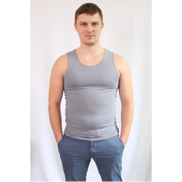 Мужская майка нательная хлопковая 46 серый MK1-2-Grey-46 Ladan - изображение 5