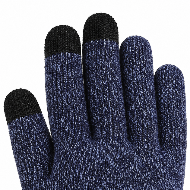 Перчатки зимние сенсорные с начесом, теплые вязаные перчатки для сенсорного экрана, унисекс, синие, размер L KT9002809 - изображение 4