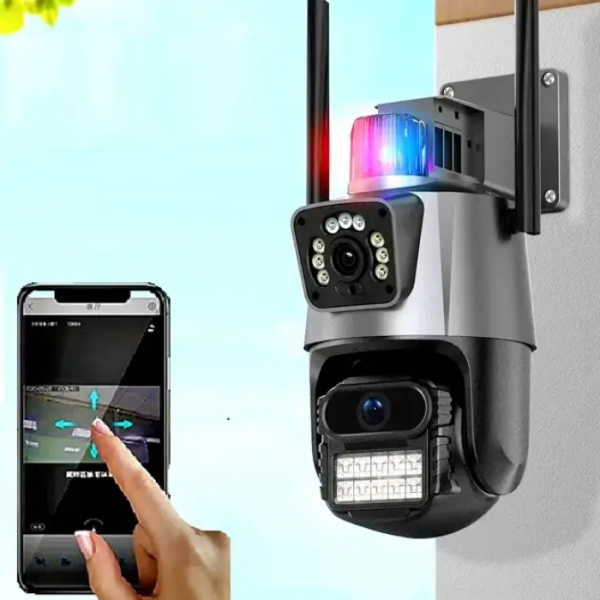 Уличная охранная WIFI камера видеонаблюдения Dual Lens Поворотная камера с сиреной P11 - Фото 3 Уличная охранная WIFI камера видеонаблюдения Dual Lens Поворотная камера с сиреной P11 - изображение 3