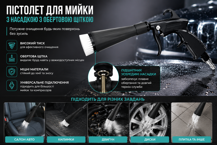 Пістолет Tornador Black Z-014 професійний для очищення салону та продувки Cyclone (P-420) - зображення 10