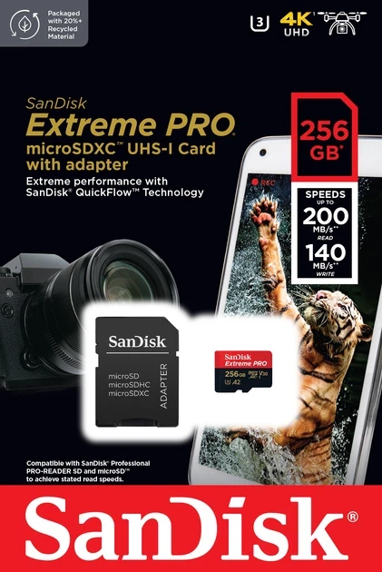 Карта памяти micro SD SanDisk 256gb extreme Pro A2 10 класс скоростная microsd U3 для экшен камер sdxc Сд карта 256 гб - изображение 3