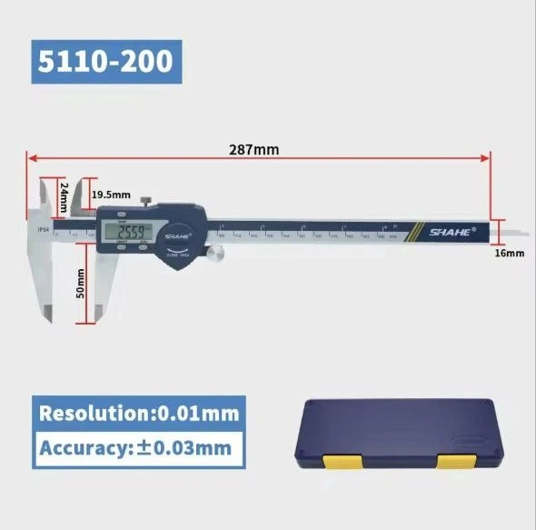 Цифровой штангенциркуль Shahe 5110-200 (0-200 мм/±0.03 мм) с глубиномером. IP54 - Фото 2 Цифровой штангенциркуль Shahe 5110-200 (0-200 мм/±0.03 мм) с глубиномером. IP54 - изображение 2