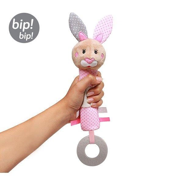Игрушка пищалка с прорезывателем для малышей "Зайка" BabyOno 8х30 см Розовый - Фото 2 Игрушка пищалка с прорезывателем для малышей "Зайка" BabyOno 8х30 см Розовый - изображение 2