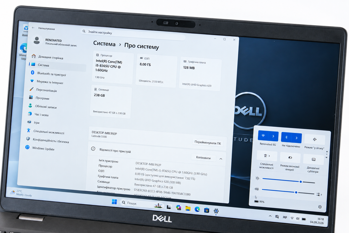 Ноутбук Dell Latitude 5500 15.6" Full HD Intel Core i5-8365U 16GB DDR4 256GB NVMe SSD Windows Графіт Б/У - зображення 3