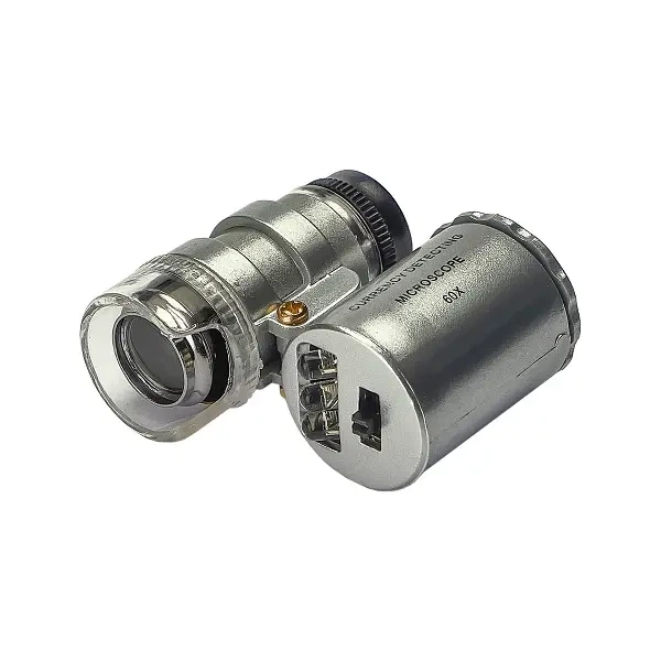Мікроскоп кишеньковий PRC N0.9882, в чохлі, з LED та UV підсвічуванням, кратність збільшення 60X - Фото 1 Мікроскоп кишеньковий PRC N0.9882, в чохлі, з LED та UV підсвічуванням, кратність збільшення 60X - изображение 1