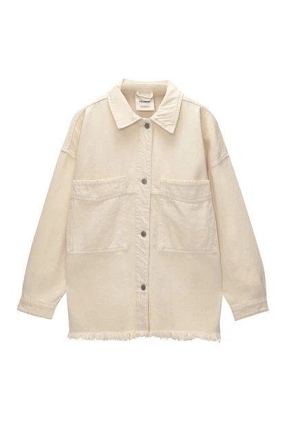 Джинсова куртка Pull & Bear світло-бежевий SNCVH139 L - Фото 5 Джинсова куртка Pull & Bear світло-бежевий SNCVH139 L - зображення 5