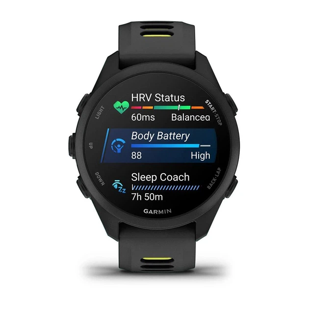 Смарт-годинник Garmin Forerunner 170 Music Black чорний із Black Yellow силіконовим ремінцем - зображення 4
