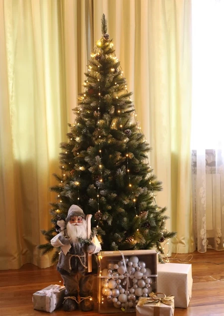 Сосна TriumphTree ПВХ 230 см зелена з інеєм та шишками - зображення 2