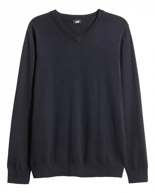 Джемпер тонкої в'язки для чоловіка H&M 0515238-002 M темно-синій - Фото 1 Джемпер тонкої в'язки для чоловіка H&M 0515238-002 M темно-синій - зображення 1