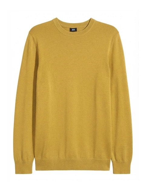 Джемпер тонкої в'язки для чоловіка H&M Slim fit 0564358-7 L жовтий - Фото 1 Джемпер тонкої в'язки для чоловіка H&M Slim fit 0564358-7 L жовтий - зображення 1