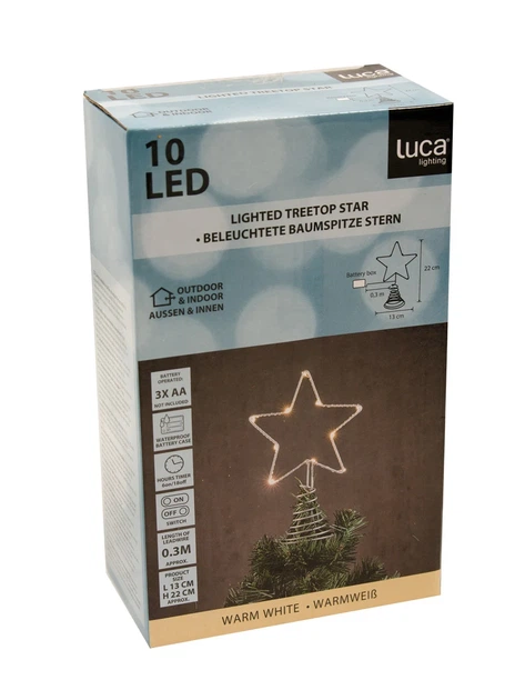 Верхушка светодиодная 13 см 10 LED теплый белый серебристая - изображение 2