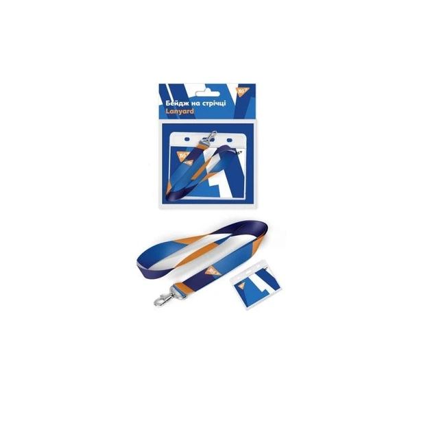 Бейдж YES Lanyard горизонтальный с синей лентой 940244 - Фото 1 Бейдж YES Lanyard горизонтальный с синей лентой 940244 - изображение 1