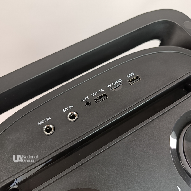 Колонка аккумуляторная 10" Soundmax с микрофонами и на колесах, портативная акустическая система с LED-подсветкой, FM-радио и караоке для дома, вечеринок и мероприятий Черная, TMS-10291 - изображение 7