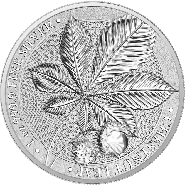 Колекційна срібна монета “Chestnut Leaf - Лист Каштану” 31,1 г 2021 рік - Фото 1 Колекційна срібна монета “Chestnut Leaf - Лист Каштану” 31,1 г 2021 рік - изображение 1