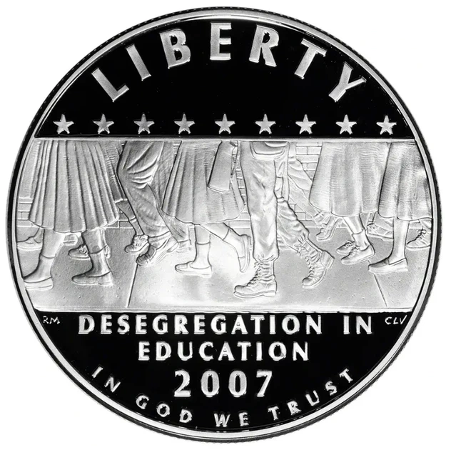 Колекційна срібна монета “Liberty - П’ятдесята річниця десегрегації у школі Little Rock Central High School в Арканзасі” PROOF 26,73 г 2007 рік - изображение 2