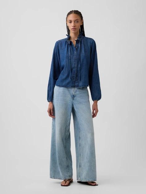 Блузка жіноча GAP 417276828 XL Синя (1162411870) - зображення 3