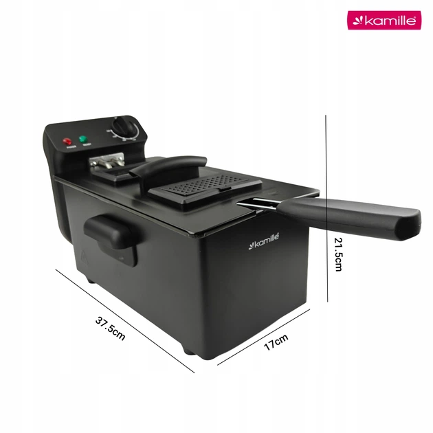 Фритюрница Kamille KM-6816 3 л 2000 Вт черная с термостатом и фильтром запахов - изображение 3