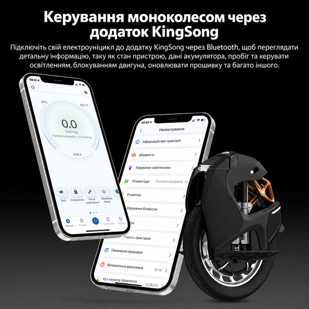 Моноколесо KingSong 2200 Вт Черное (KS-S18 PRO+) - изображение 13