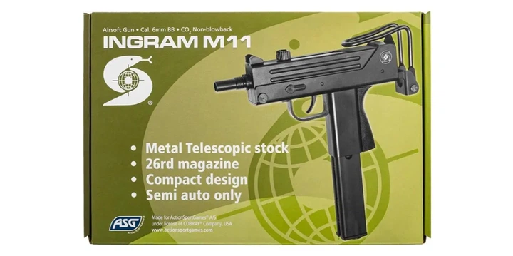 Пістолет-кулемет страйкбольний ASG Cobray Ingram M11 CO2 калібр 6 мм - зображення 5