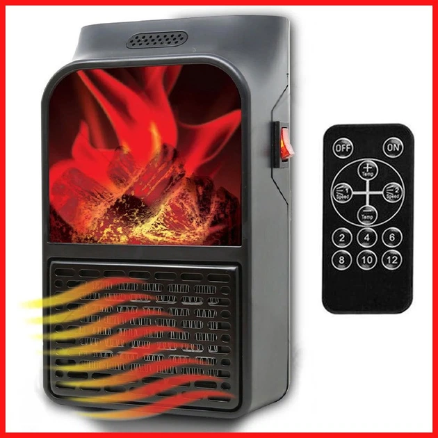 Обогреватель электрический Flame Heater 1000W с пультом - изображение 2