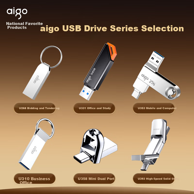 Флеш-накопичувач Aigo 128 ГБ USB 2.0 U268 компактний портативний металевий USB-накопичувач для офісу та комп'ютера - зображення 5