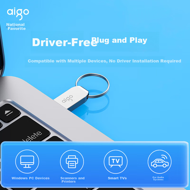 Флеш-накопичувач Aigo 128 ГБ USB 2.0 U268 компактний портативний металевий USB-накопичувач для офісу та комп'ютера - зображення 9