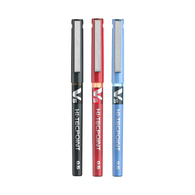 Гелева ручка PILOT BX-V5 0,5 мм, рідка ручка-ролер, маленька ручка V5 для студентських іспитів, високоякісний набір канцелярського приладдя, чорний, червоний, синій, 3 шт. - изображение 4