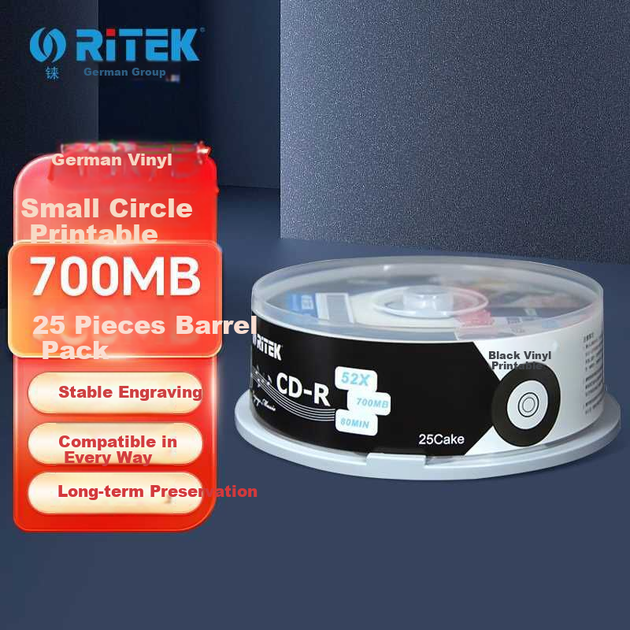 Виниловые диски RITEk, CD-R с возможностью записи, скорость 52x, емкость 700 МБ, чистые диски/дискеты/записываемые диски/автомобильные диски, 25 штук в упаковке. - Фото 4 Виниловые диски RITEk, CD-R с возможностью записи, скорость 52x, емкость 700 МБ, чистые диски/дискеты/записываемые диски/автомобильные диски, 25 штук в упаковке. - изображение 4