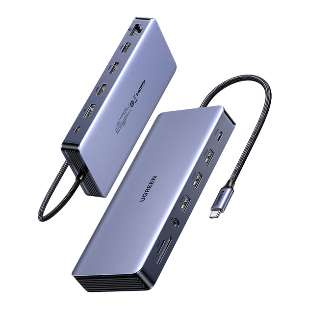 Док-станція UGREEN Type-C 3.2 з двома HDMI/DP та чотирма екранами, розширювальна док-станція USB-C Thunderbolt 4, адаптер 10G, розширення для кількох екранів 4K 60 Гц, підходить для комп'ютерів Lenovo та Huawei MST - зображення 4