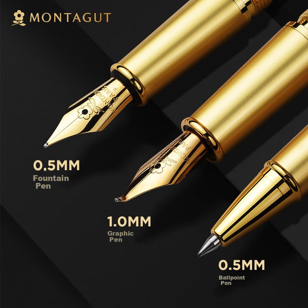 MONTAGUT [Подарок на выпускной] Перьевая ручка, ручка для подписи, художественная ручка с тремя наконечниками, высококлассный офисный подарок на день рождения, изысканный подарочный набор чернил, серия Ruizhi 2007-1 Black Liya - изображение 5