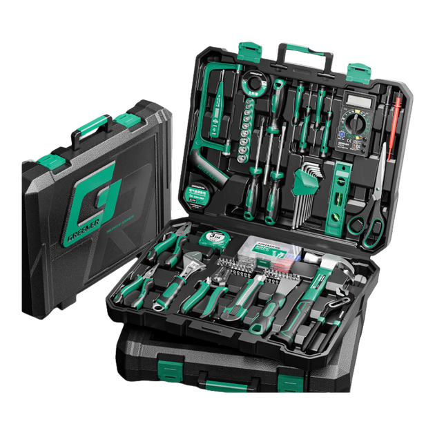 Набір ручних інструментів GREENER Household Toolbox Set із 153 предметів для електротехнічних, столярних та телекомунікаційних робіт - Фото 2 Набір ручних інструментів GREENER Household Toolbox Set із 153 предметів для електротехнічних, столярних та телекомунікаційних робіт - зображення 2