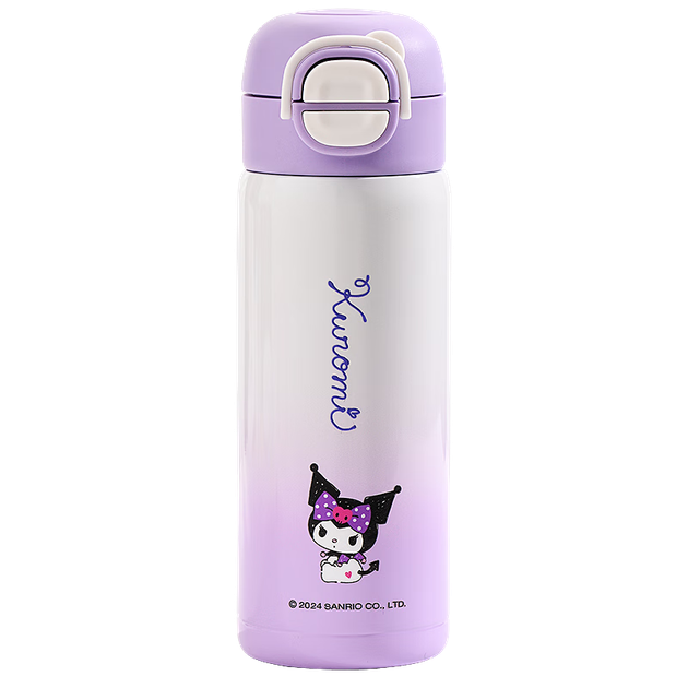 Пляшка для води SANRIO, ізольована чашка з нержавіючої сталі 316, чашка для гарячої та холодної води, місткість 520 мл, дитяча пляшка для води подвійного використання, 1483 Kuromi Purple - зображення 4