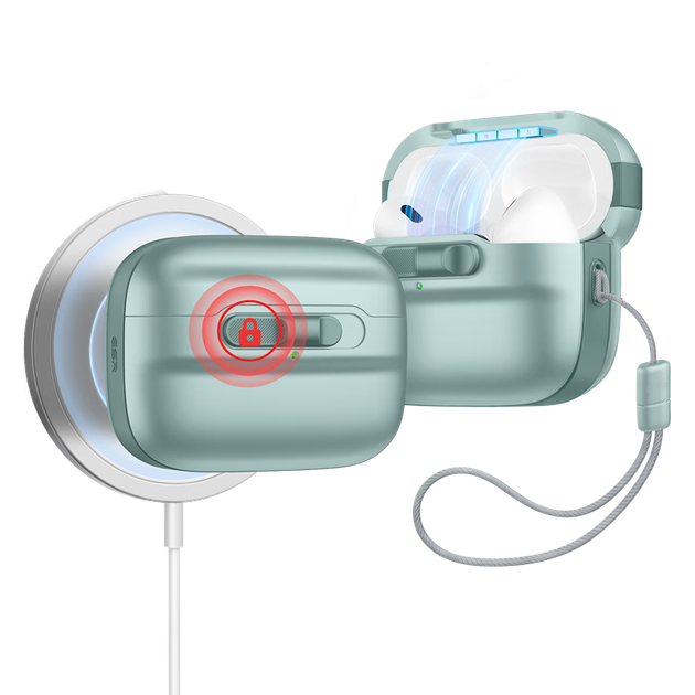 Защитный чехол ESR для AirPods Pro 2-го поколения [магнитная блокировка], защитный чехол для наушников Apple, беспроводные Bluetooth-наушники MagSafe, противоскользящий, ударопрочный чехол, зеленый - изображение 4