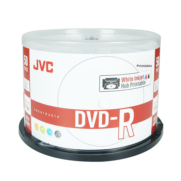 Записувані диски/чисті диски JVC DVD-R, швидкість 16x, 4,7 ГБ, серія Office, 50 штук у бочці, диски архівного класу, для друку (налаштовувана поверхня) - Фото 5 Записувані диски/чисті диски JVC DVD-R, швидкість 16x, 4,7 ГБ, серія Office, 50 штук у бочці, диски архівного класу, для друку (налаштовувана поверхня) - изображение 5