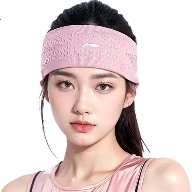 Спортивная повязка на голову Li-Ning для женщин и мужчин, впитывающая пот, широкая повязка на лоб для фитнеса и бега, отводящая пот, фиолетовая. - изображение 2