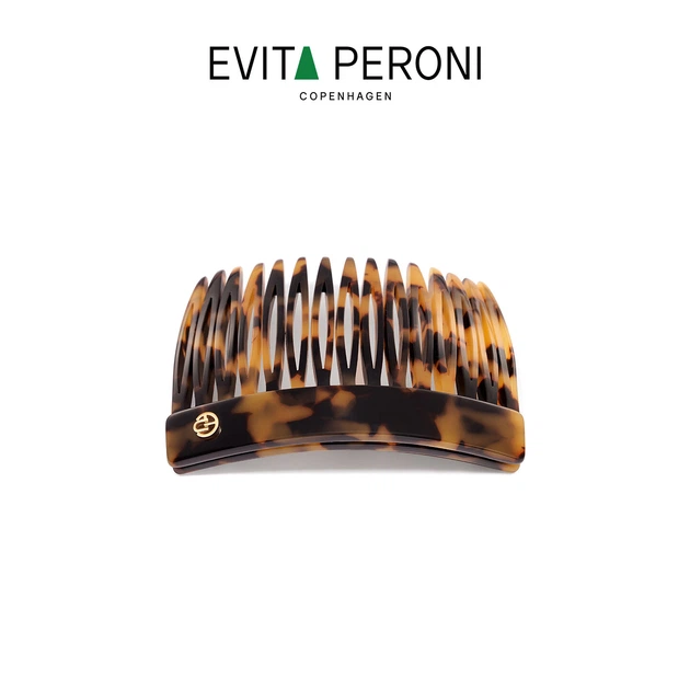 Вінтажний перевернутий гребінець для волосся Evita Peroni, заколка для волосся принцеси, проста шпилька, коротка 6 см - кольору черепахи - зображення 7