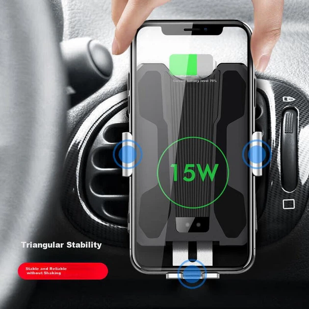 Беспроводная автомобильная зарядная док-станция ESCASE, крепление на вентиляционную решетку для быстрой зарядки, совместима с телефонами Apple 15 и Xiaomi 14. - изображение 6